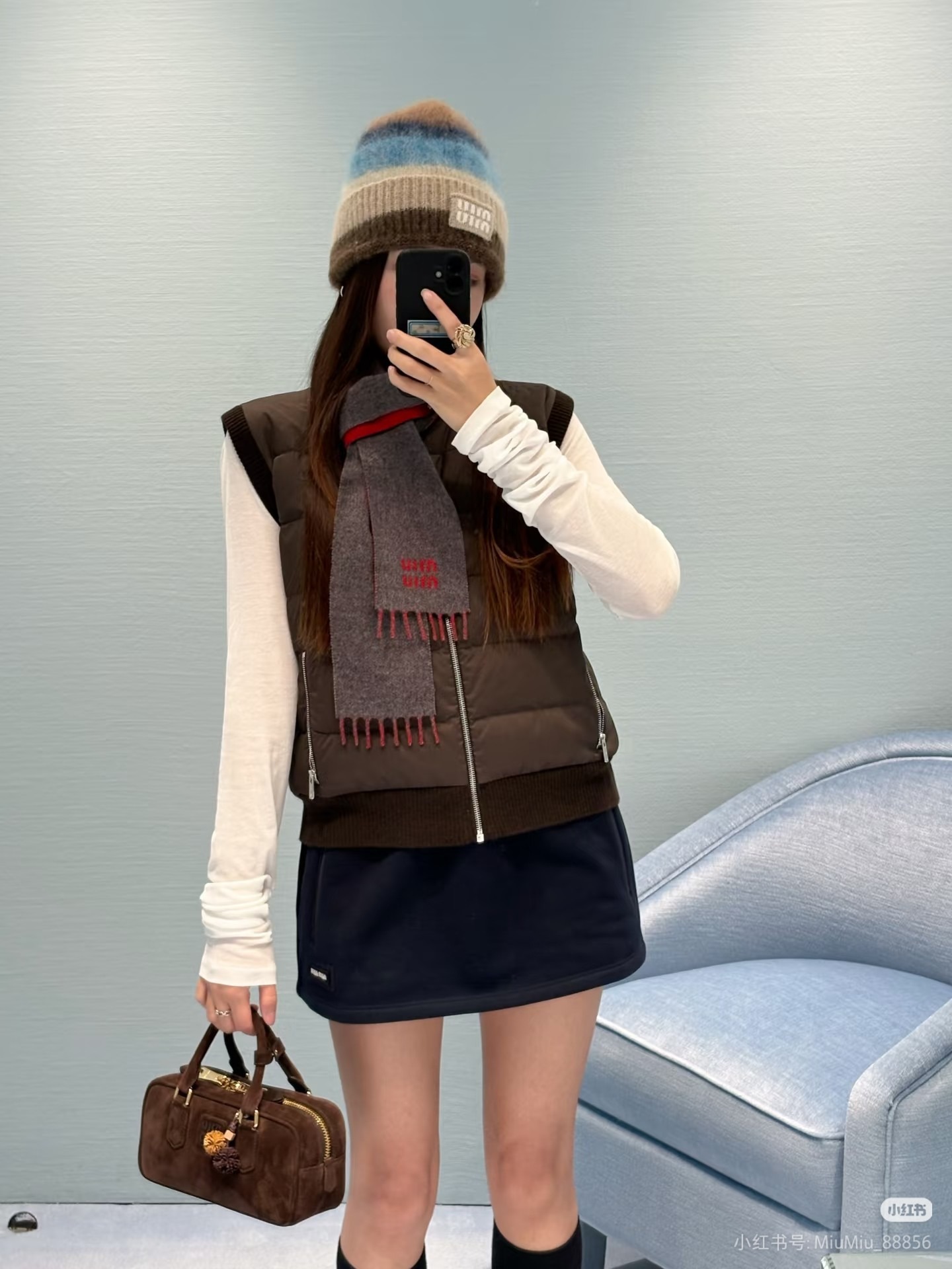 미*미*  캐시미어 니트 구스다운 조끼