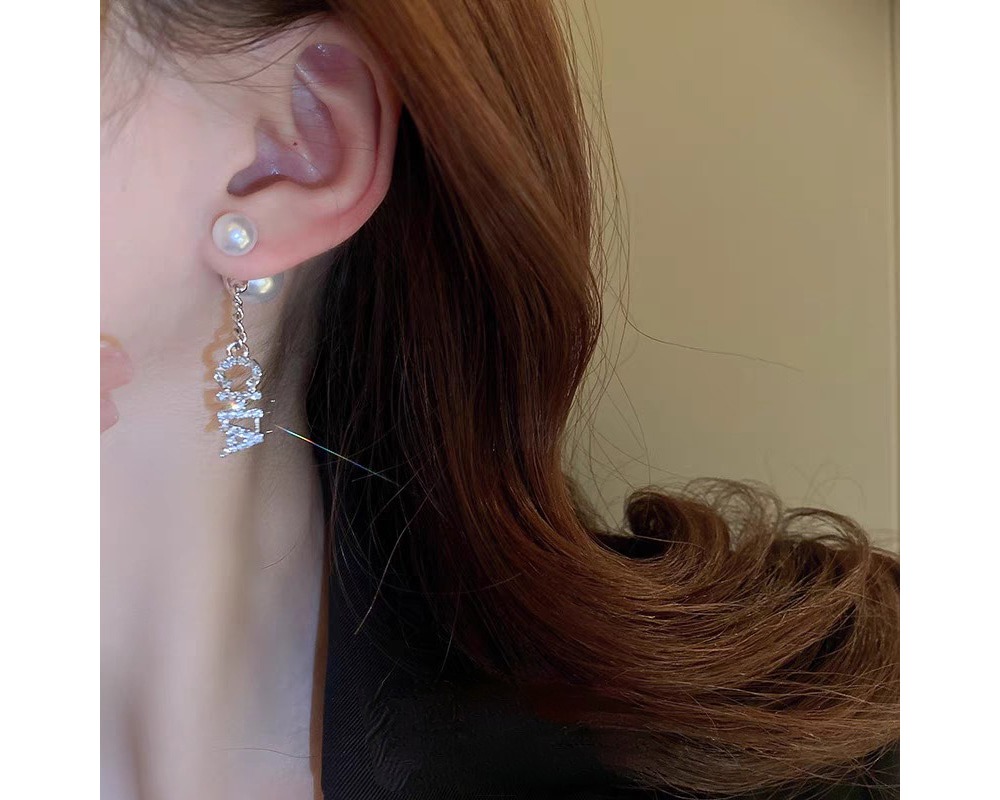 샤* CC 로고 진주 드랍 귀걸이 이어링