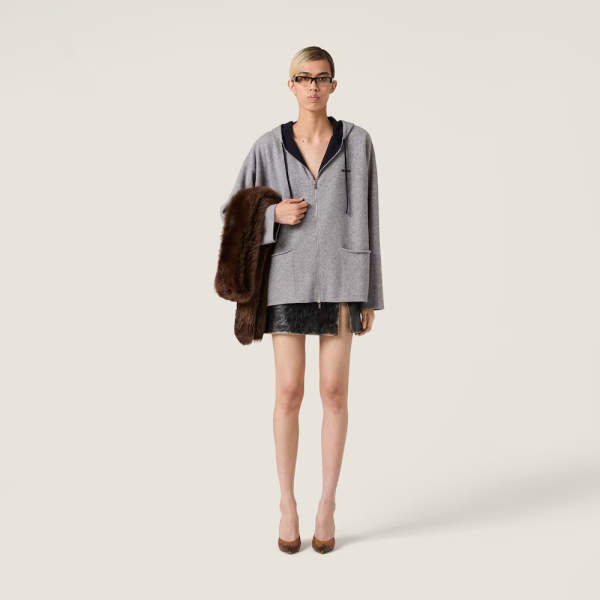 미우미우 캐시미어 가디건 후드