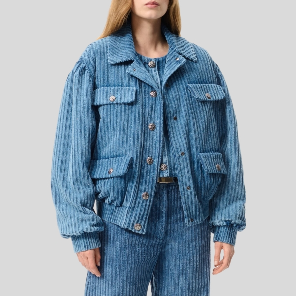 샤넬 코튼 벨벳 블루종 자켓