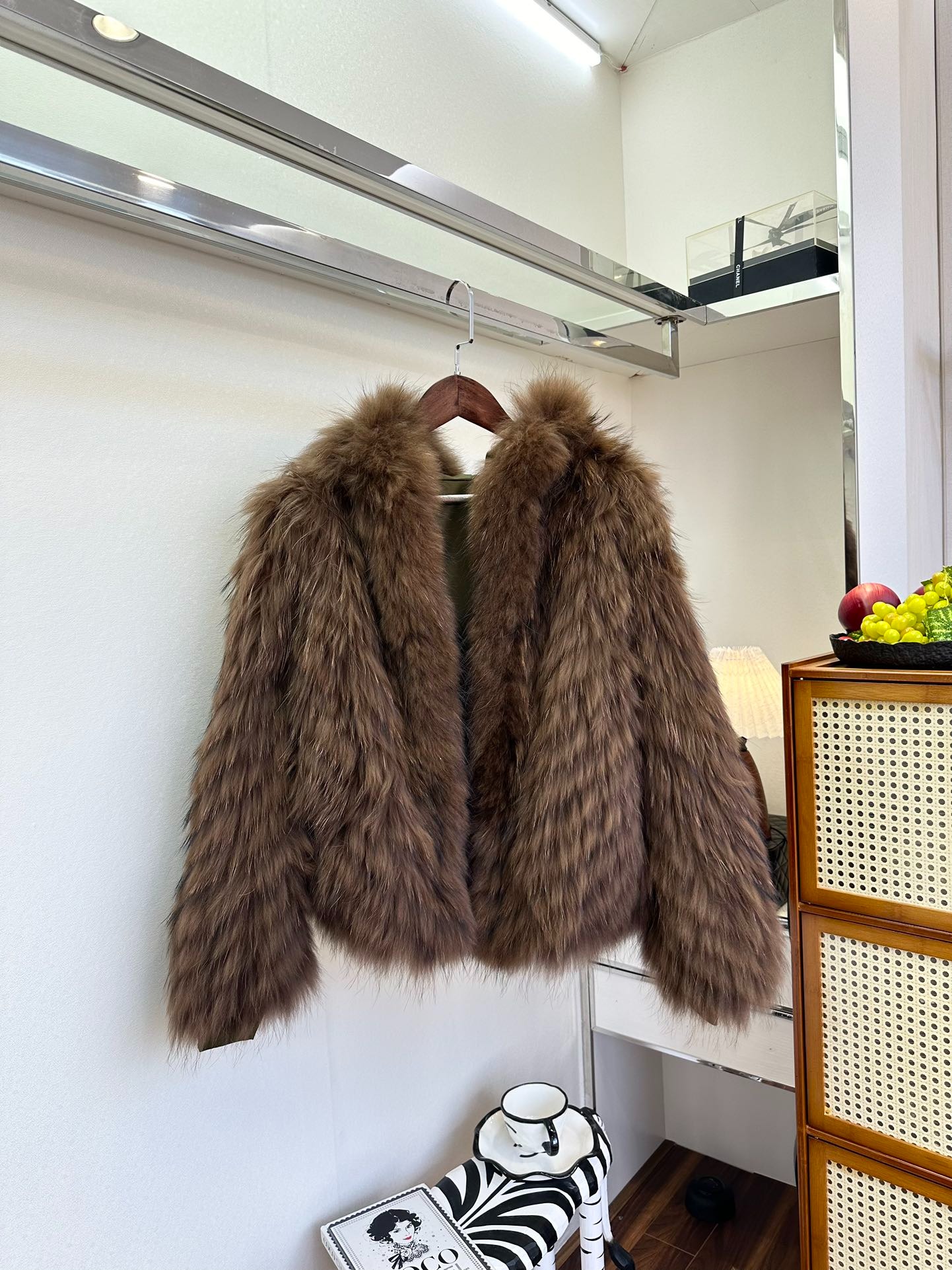 폭스 퍼 카라 덕다운 양면 점퍼