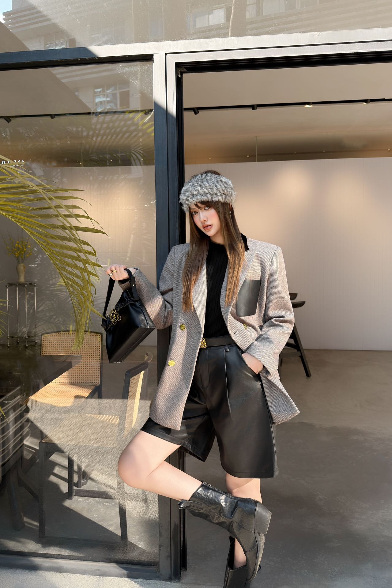 로*베 25 신상 벨벳 넥 벨트 정장 코트