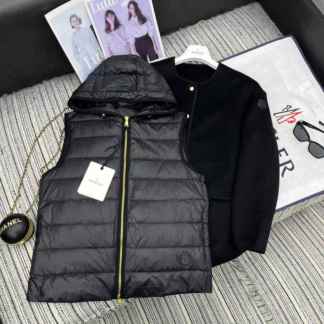 몽*레르 신상 리버시블 모직코트+후드다운 베스트