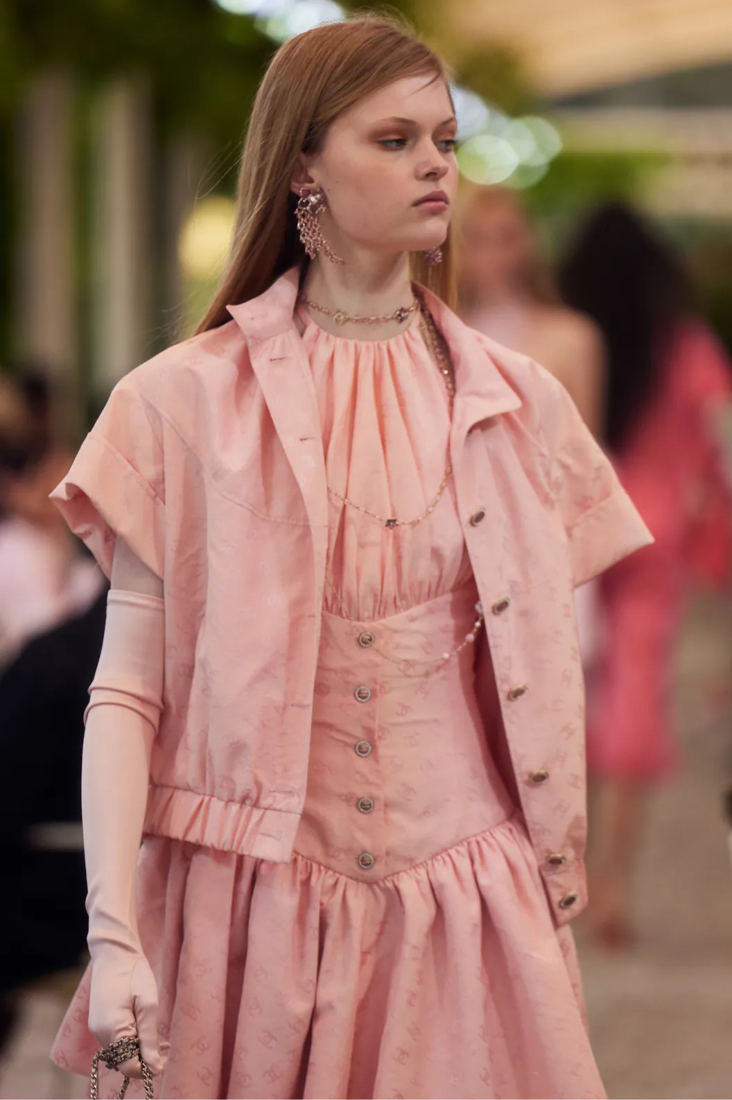 샤넬 실크 핑크 블루종