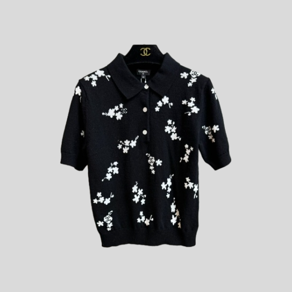 샤넬 니트 반팔 셔츠