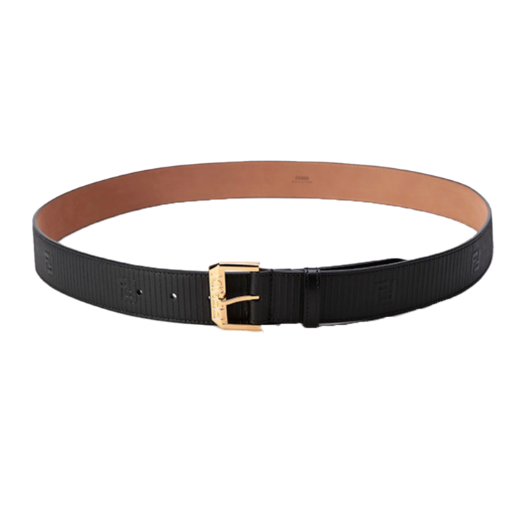 펜디 블랙 로고 엠보싱 버클 벨트