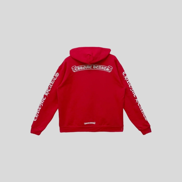 크롬하츠 스크롤 로고 후드 레드