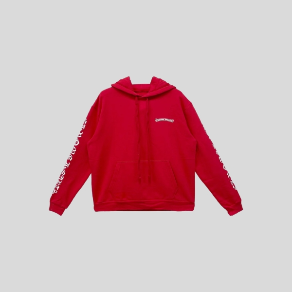 크롬하츠 스크롤 로고 후드 레드