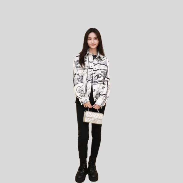 샤넬 비즈 프린트 셔츠 재킷