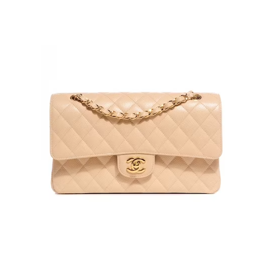샤넬 클래식 캐비어 그레인 카프스킨 미디움 핑크 골드 
