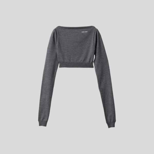 미우미우 울 보트넥 스웨터 슬레이트 