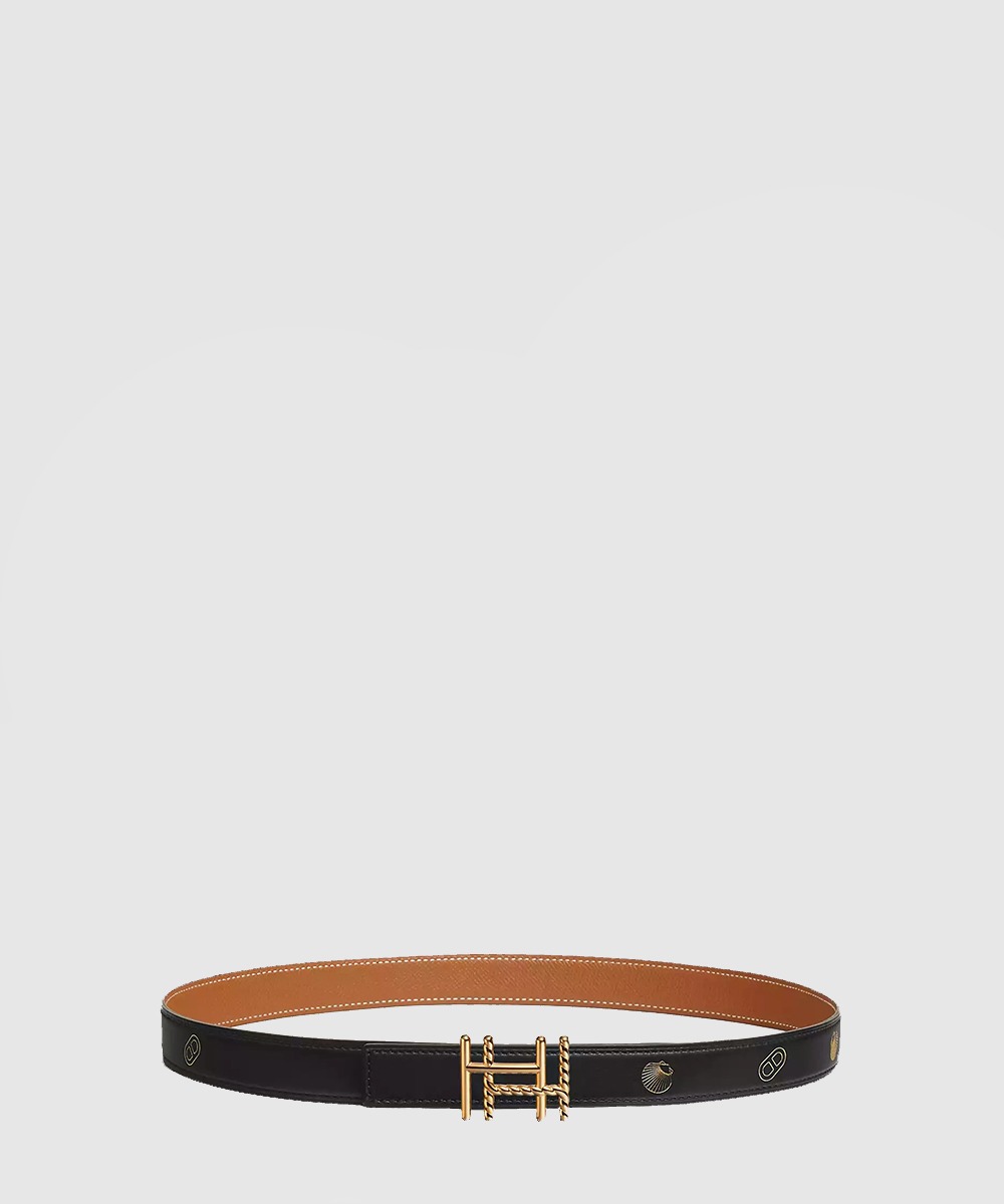 에르메스 H au Carre Twist 벨트 버클 Hermes sur Mer 리버서블 가죽 스트랩