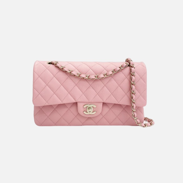 샤넬 클래식 캐비어 미디움 핑크 골드 