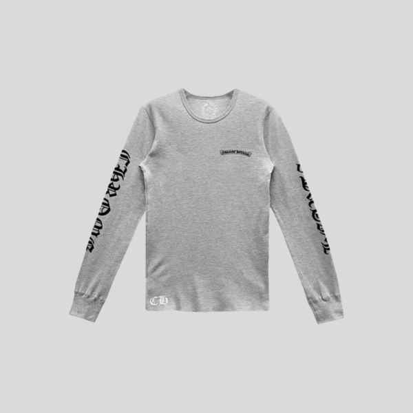 크롬하츠 스크롤 로고 와플 써멀 롱슬리브 티셔츠