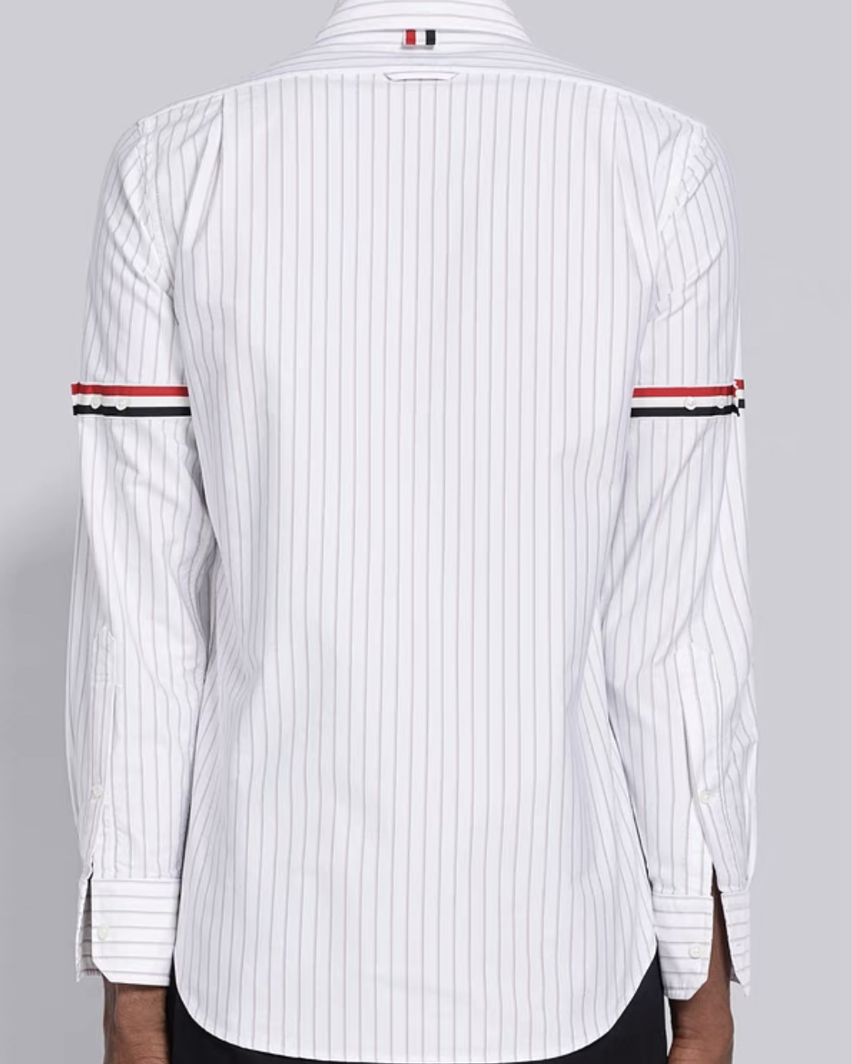톰브라운 섀도우 핀스트라이프 옥스포드 암밴드 롱 슬리브 셔츠