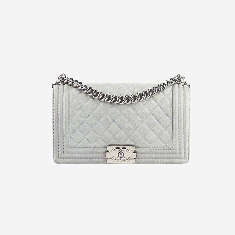 샤넬 보이백 미디움 캐비어 그레이 골드