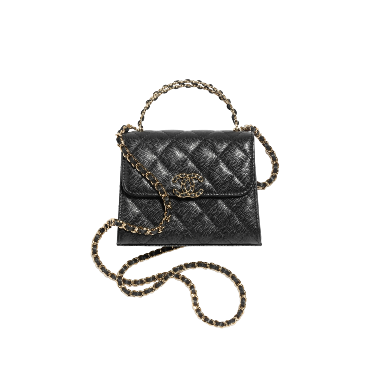 샤넬 23켈리 블랙 미니 그레인드 샤이니 카프스킨 AP3237