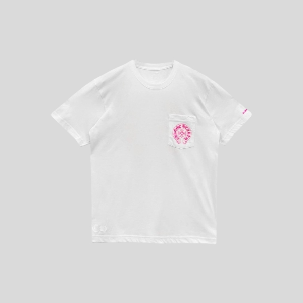 크롬하츠 홀스슈 로고 티셔츠 화이트 핑크