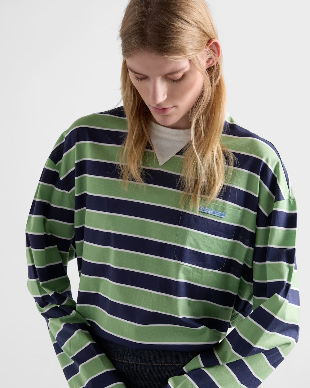 프라다 롱슬리브 스트라이프 티셔츠