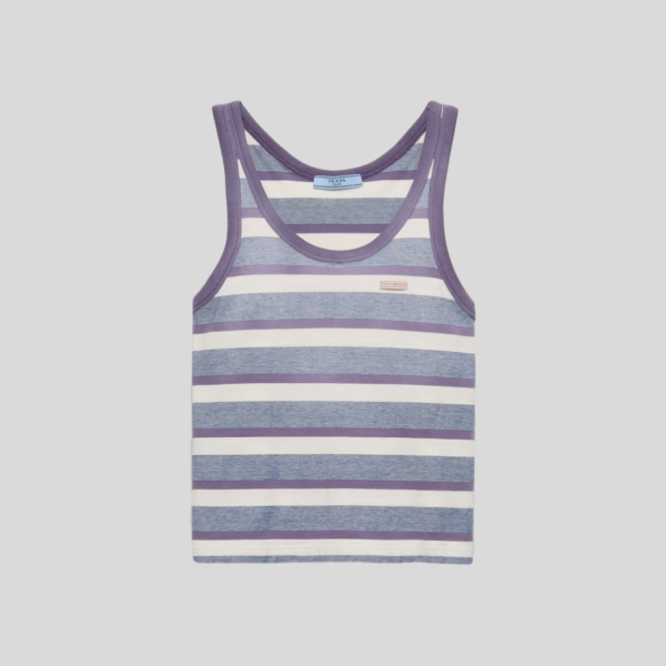 프라다 바야데르 줄무늬 저지 민소매 탑